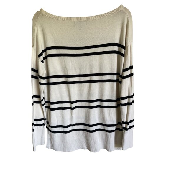 Banana Republic Factory Forever Sweater Size Medium Black Cream Crewneck Pullove - Picture 2 of 6